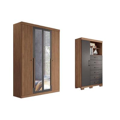Guarda Roupa +cômoda 2 Peças Qc326 Jatobá/grafite - Santos Andirá