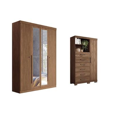 Guarda Roupa +cômoda 2 Peças Qc326 Jatobá - Santos Andirá