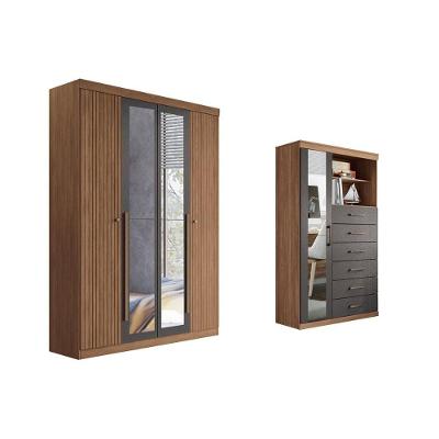 Guarda Roupa +cômoda 2 Peças Qc324 Jatobá/grafite - Santos Andirá