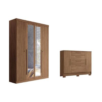 Guarda Roupa +cômoda 2 Peças Qc322 Jatobá - Santos Andirá
