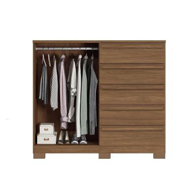 Guarda Roupa e Cômoda Solteiro e Closet Qc321 4 Portas 2 Gavetas Mdf com Prateleiras e Cabideiro