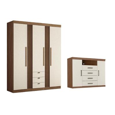 Guarda Roupa +cômoda 2 Peças Qc317 Jatoba/areia - Santos Andirá