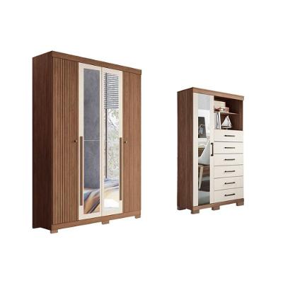 Guarda Roupa +cômoda 2 Peças Qc311 Jatoba/areia - Santos Andirá