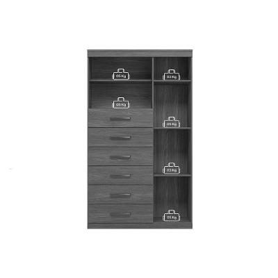 Guarda Roupa Cômoda 2 Peças Solteiro Closet Santos Andirá 4 Portas 2 Gavetas MDF Jatoba-Areia