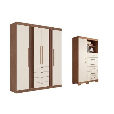 Guarda Roupa +cômoda 2 Peças Qc303 Jatoba/areia - Santos Andirá