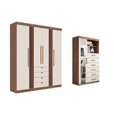 Guarda Roupa +cômoda 2 Peças Qc301 Jatoba/areia - Santos Andirá