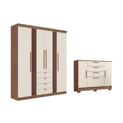 Guarda Roupa +cômoda 2 Peças Qc299 Jatoba/areia - Santos Andirá
