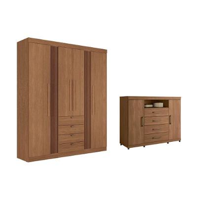 Guarda Roupa +cômoda 2 Peças Qc295 Jatobá - Santos Andirá