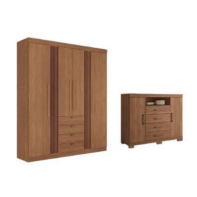 Guarda Roupa +cômoda 2 Peças Qc294 Jatobá - Santos Andirá