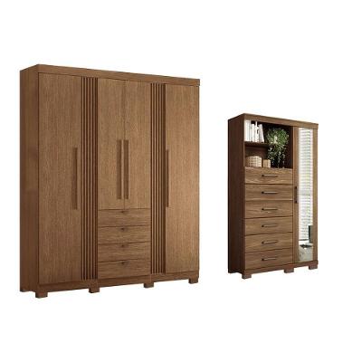 Guarda Roupa +cômoda 2 Peças Qc292 Jatobá - Santos Andirá