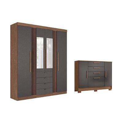 Guarda Roupa +cômoda 2 Peças Qc278 Jatobá/grafite - Santos Andirá