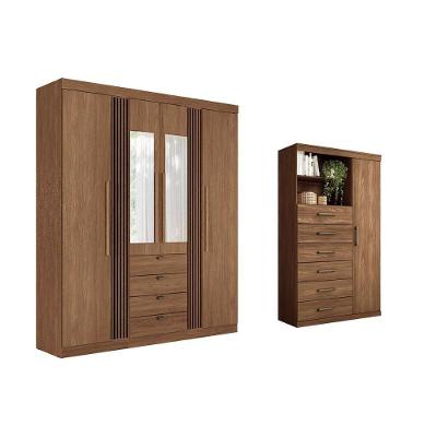 Guarda Roupa +cômoda 2 Peças Qc280 Jatobá - Santos Andirá