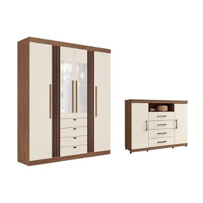Guarda Roupa +cômoda 2 Peças Qc277 Jatoba/areia - Santos Andirá
