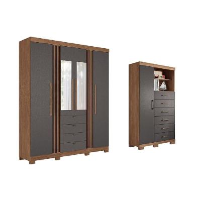 Guarda Roupa +cômoda 2 Peças Qc275 Jatobá/grafite - Santos Andirá