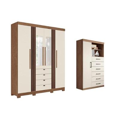 Guarda Roupa +cômoda 2 Peças Qc272 Jatoba/areia - Santos Andirá