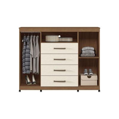 Guarda Roupa +1 Cômoda Casal Paraná 6 Portas de Bater 9 Gavetas em MDP com Cabideiro e Pés