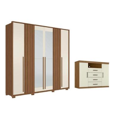 Guarda Roupa +1cômoda Qc383 Jatoba/areia - Santos Andirá