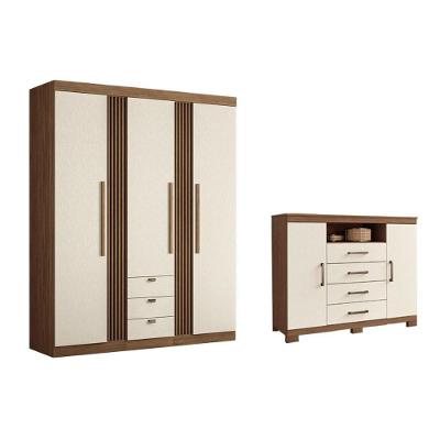 Guarda Roupa 2 Peças (1guardaroupa+1cômoda) Qc259 Jatoba/areia - Santos Andirá
