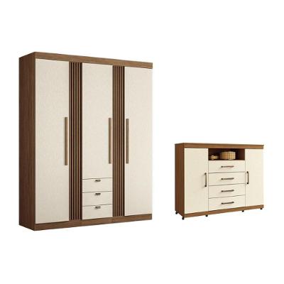 Guarda Roupa 2 Peças (1guardaroupa+1cômoda) Qc260 Jatoba/areia - Santos Andirá