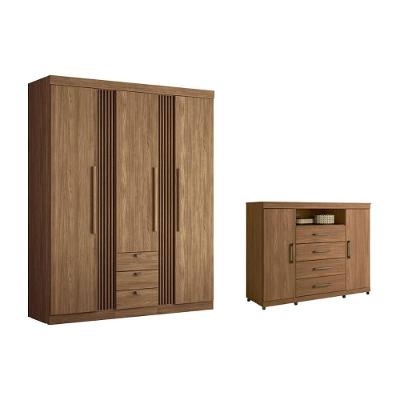 Guarda Roupa 2 Peças (1guardaroupa+1cômoda) Qc260 Jatobá - Santos Andirá