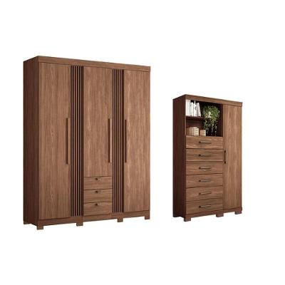 Guarda Roupa 2 Peças (1guardaroupa+1cômoda) Qc258 Jatobá - Santos Andirá