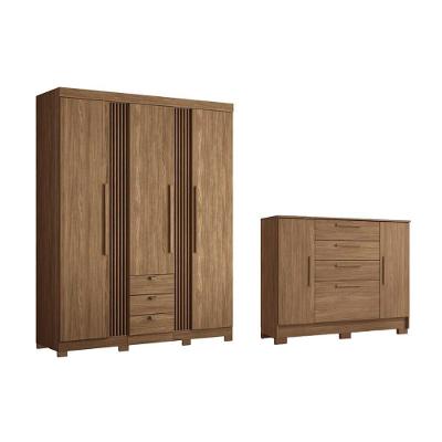 Guarda Roupa 2 Peças (1guardaroupa+1cômoda) Qc254 Jatobá - Santos Andirá