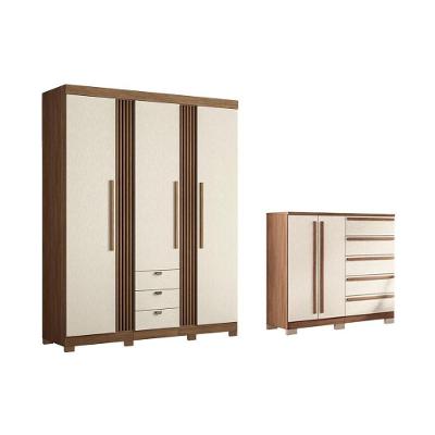 Guarda Roupa 2 Peças (1guardaroupa+1cômoda) Qc253 Jatoba/areia - Santos Andirá