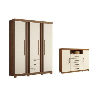 Guarda Roupa 2 Peças (1guardaroupa+1cômoda) Qc252 Jatoba/areia - Santos Andirá