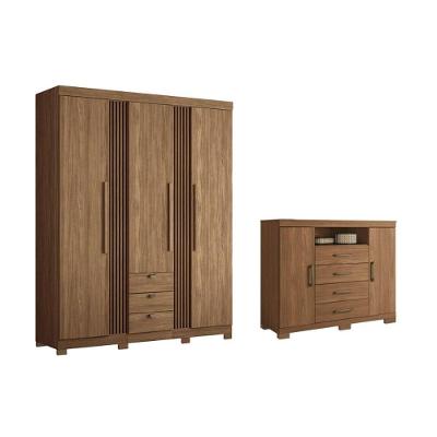 Guarda Roupa 2 Peças (1guardaroupa+1cômoda) Qc251 Jatobá - Santos Andirá