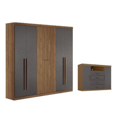 Guarda Roupa +1cômoda Qc375 Jatobá/grafite - Santos Andirá