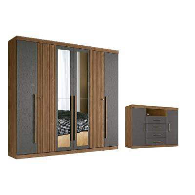 Guarda Roupa +1cômoda Qc358 Jatobá/grafite - Santos Andirá