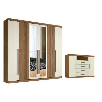 Guarda Roupa +1cômoda Qc358 Jatoba/areia - Santos Andirá