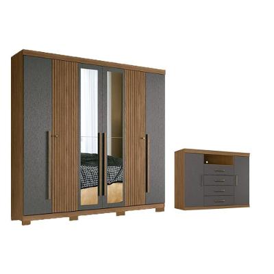 Guarda Roupa +1cômoda Qc349 Jatobá/grafite - Santos Andirá