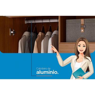 Guarda Roupa com Cômoda Solteiro e Closet Qc320 4 Portas de Bater 2 Gavetas MDF Jatobá-Grafite