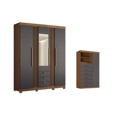 Guarda Roupa +1cômoda Qc238 Jatobá/grafite - Santos Andirá