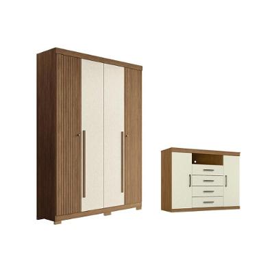 Guarda Roupa +1cômoda Qc329 Jatoba/areia - Santos Andirá