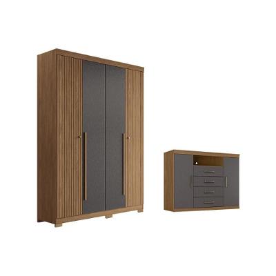 Guarda Roupa +1cômoda Qc329 Jatobá/grafite - Santos Andirá