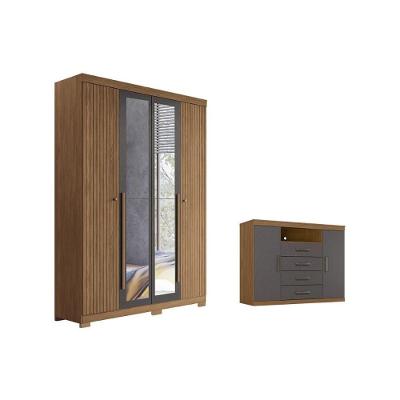 Guarda Roupa +1cômoda Qc307 Jatobá/grafite - Santos Andirá