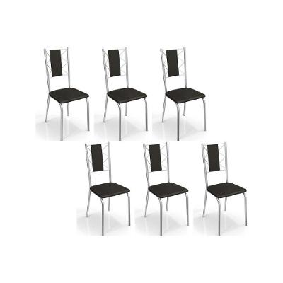 Cadeira De Cozinha Lisboa C076cr Aço Kit 6 Un Cromada/ano Preto - Kappesberg