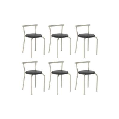 Banqueta De Cozinha 105 Kit 6 Uni Prata/courano Preto - Carraro