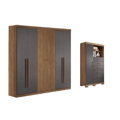 Guarda Roupa 2 Peças (1guardaroupa+1cômoda) Qc379 Jatobá/grafite - Santos Andirá
