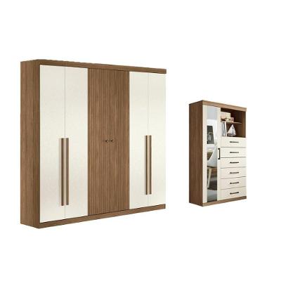 Guarda Roupa 2 Peças (1guardaroupa+1cômoda) Qc377 Jatoba/areia - Santos Andirá