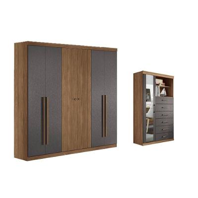 Guarda Roupa 2 Peças (1guardaroupa+1cômoda) Qc377 Jatobá/grafite - Santos Andirá