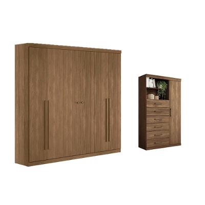 Guarda Roupa 2 Peças (1guardaroupa+1cômoda) Qc376 Jatobá - Santos Andirá