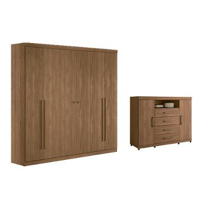 Guarda Roupa 2 Peças (1guardaroupa+1cômoda) Qc374 Jatobá - Santos Andirá