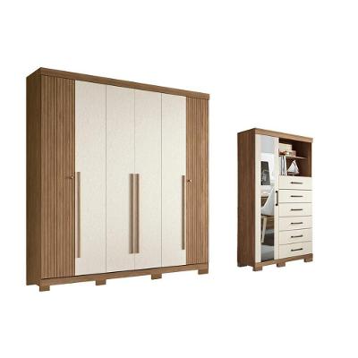 Guarda Roupa 2 Peças (1guardaroupa+1cômoda) Qc372 Jatoba/areia - Santos Andirá