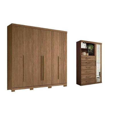 Guarda Roupa 2 Peças (1guardaroupa+1cômoda) Qc371 Jatobá - Santos Andirá