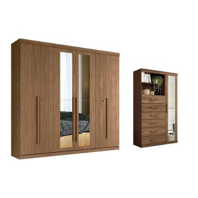 Guarda Roupa 2 Peças (1guardaroupa+1cômoda) Qc362 Jatobá - Santos Andirá