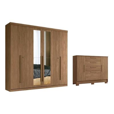 Guarda Roupa 2 Peças (1guardaroupa+1cômoda) Qc360 Jatobá - Santos Andirá