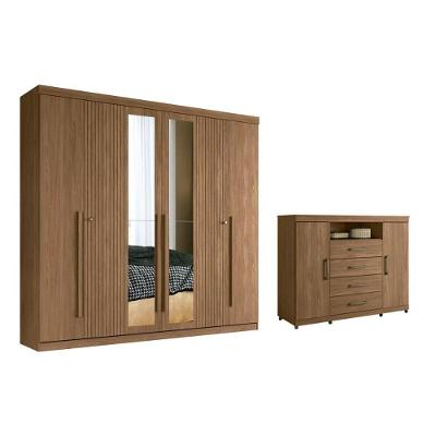 Guarda Roupa 2 Peças (1guardaroupa+1cômoda) Qc357 Jatobá - Santos Andirá